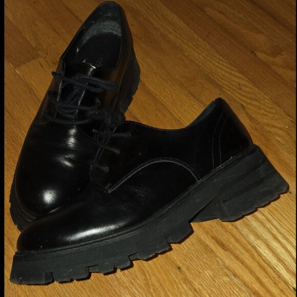 Bieber Black Leather Platform Loafers l'intervalle - Picture 9 of 9